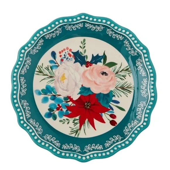 NEW Pioneer Woman Wishful Winter Holiday Appetizer Plates Teal
